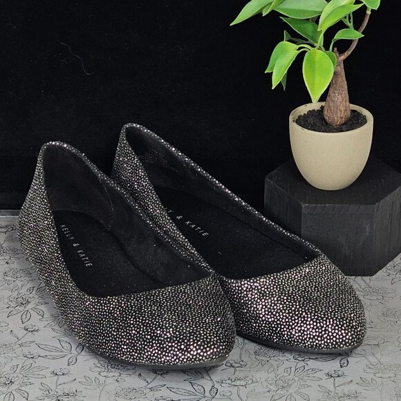 Kelly & Katie Gray Silver 8.5 M/39 Slipom Close Toed Flat Bottom Pointy Shoes - Picture 1 of 16